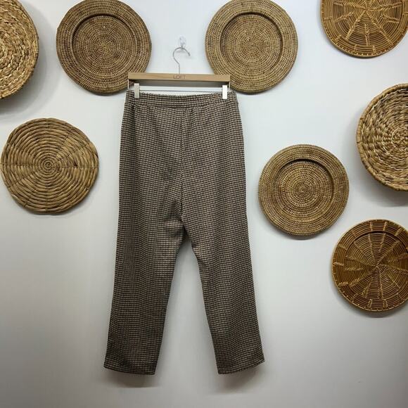 A New Day Brown Black Minimalist Preppy Houndstooth Ankle Crop Knit Pants Medium - Picture 2 of 7